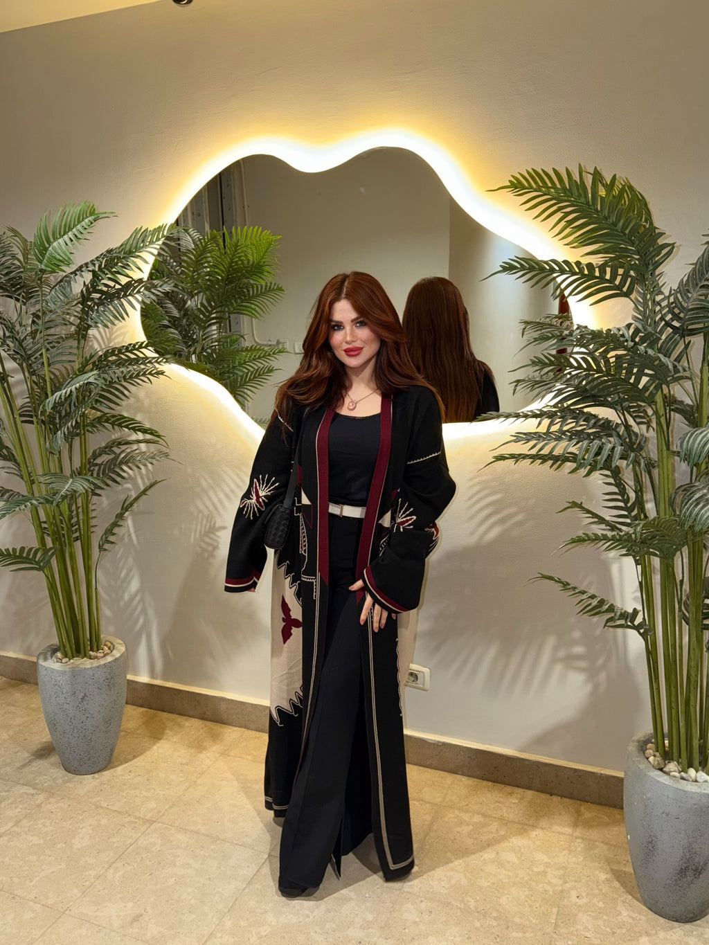 Maroon bird Abaya